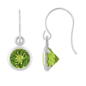 yz Celebration Gems fB[X sAXECO ANZT[ Celebration Gems Sterling Silver 5 mm Round Gemstone Drop Earrings Peridot