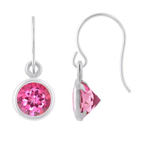 yz Celebration Gems fB[X sAXECO ANZT[ Celebration Gems Sterling Silver 5 mm Round Gemstone Drop Earrings Pink Topaz
