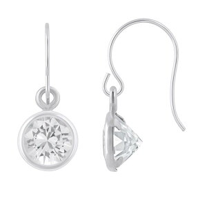 yz Celebration Gems fB[X sAXECO ANZT[ Celebration Gems Sterling Silver 5 mm Round Gemstone Drop Earrings White Topaz
