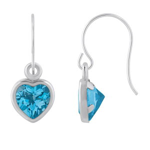 yz Celebration Gems fB[X sAXECO ANZT[ Celebration Gems Sterling Silver 5 mm Heart Shape Gemstone Drop Earrings Blue Topaz