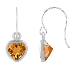 yz Celebration Gems fB[X sAXECO ANZT[ Celebration Gems Sterling Silver 5 mm Heart Shape Gemstone Drop Earrings Citrine