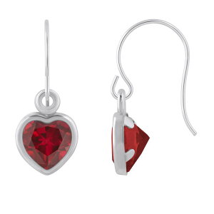 yz Celebration Gems fB[X sAXECO ANZT[ Celebration Gems Sterling Silver 5 mm Heart Shape Gemstone Drop Earrings Created Ruby