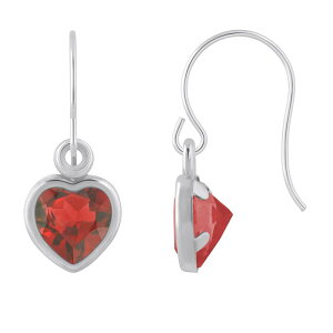 yz Celebration Gems fB[X sAXECO ANZT[ Celebration Gems Sterling Silver 5 mm Heart Shape Gemstone Drop Earrings Garnet
