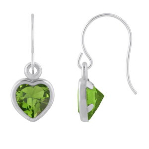 yz Celebration Gems fB[X sAXECO ANZT[ Celebration Gems Sterling Silver 5 mm Heart Shape Gemstone Drop Earrings Peridot