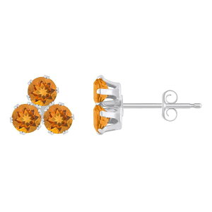 yz Celebration Gems fB[X sAXECO ANZT[ Celebration Gems 10k White Gold Round Gemstone Cluster Stud Earrings Citrine