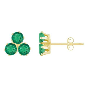 yz Celebration Gems fB[X sAXECO ANZT[ Celebration Gems 10k Gold Round Lab-Created Gemstone Cluster Stud Earrings Created Emerald