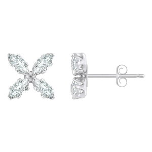 yz Celebration Gems fB[X sAXECO ANZT[ Celebration Gems 10k White Gold Marquise Cubic Zirconia Flower Stud Earrings White