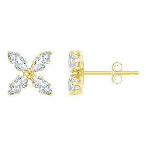 yz Celebration Gems fB[X sAXECO ANZT[ Celebration Gems 10k Gold Marquise Cubic Zirconia Flower Stud Earrings White