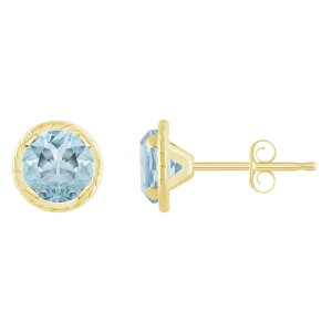 yz Celebration Gems fB[X sAXECO ANZT[ Celebration Gems 10k Gold 5 mm Round Gemstone Martini Rope Stud Earrings Aquamarine