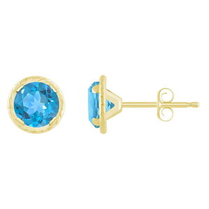 yz Celebration Gems fB[X sAXECO ANZT[ Celebration Gems 10k Gold 5 mm Round Gemstone Martini Rope Stud Earrings Blue Topaz