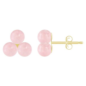 yz Celebration Gems fB[X sAXECO ANZT[ Celebration Gems 10k Gold Sphere Gemstone Cluster Earrings Rose Quartz