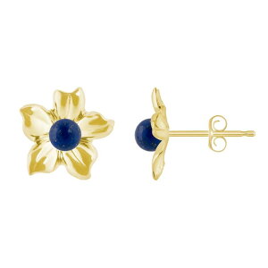 yz Celebration Gems fB[X sAXECO ANZT[ Celebration Gems 10k Gold Sphere Gemstone Hibiscus Flower Stud Earrings Lapis