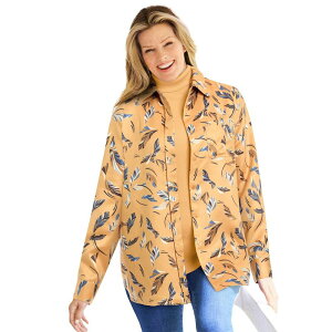 E[} EBYC fB[X gbvX Vc vXTCY XG[h Woman Within Women's Plusize Soft Sueded Moleskin Shirt Honey Glaze Feathers