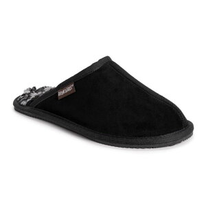 NNX Y V[Y T_ XG[h U[ t[X MUK LUKS Leather Suede Berber Fleece Men'scuff Slippers Black ubN