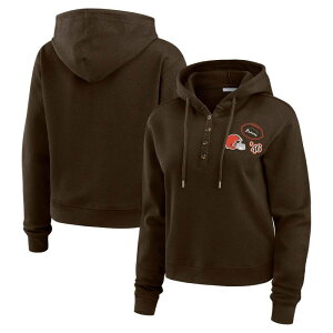 �E�F�A �o�C �G���� �A���h���[�Y ���f�B�[�X �g�b�v�X T�V���c �p�[�J�[ Women's WEAR by Erin Andrews Brown Cleveland Browns Waffle Hoodie Pullover Top Brn Brown �u���E��