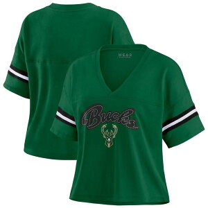 �E�F�A �o�C �G���� �A���h���[�Y ���f�B�[�X �g�b�v�X T�V���c V�l�b�N Women's WEAR by Erin Andrews Hunter Green Milwaukee Bucks Color Block Boxy V-Neck T-Shirt Buk Multi �}���`�J���[