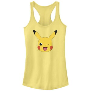 �y���������z ���C�Z���X �L�����N�^�[ ���f�B�[�X T�V���c �g�b�v�X Juniors' Pokemon Pikachu Winking Face Racerback Tank Top Banana