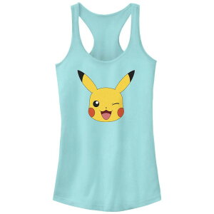 �y���������z ���C�Z���X �L�����N�^�[ ���f�B�[�X T�V���c �g�b�v�X Juniors' Pokemon Pikachu Winking Face Racerback Tank Top Cancun