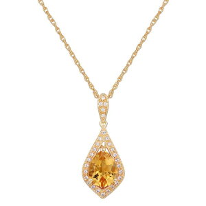 yz Aufbh fB[X lbNXE`[J[Ey_ggbv ANZT[ 14k Gold Over Sterling Silver Gemstone With Lab-Created White Sapphire Accents Pendant Necklace Genuine Citrine