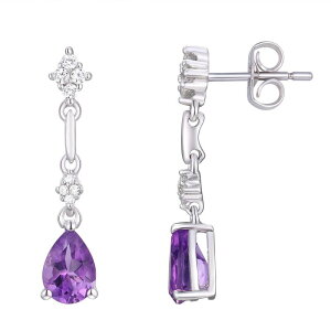 yz Aufbh fB[X sAXECO ANZT[ Rhodium Over Sterling Silver Gemstone With Lab-Created White Sapphire Accents Drop Post Dangle Earrings Genuine Amethyst