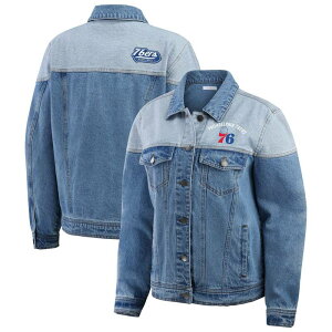 �E�F�A �o�C �G���� �A���h���[�Y ���f�B�[�X �A�E�^�[ �W���P�b�g�E�u���]�� �f�j�� Women's WEAR by Erin Andrews Blue Philadelphia 76ers Full-Button Denim Jacket 76r Blue �u���[