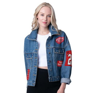 W[X[ tH[n[ oC J[ oNX fB[X AE^[ WPbgEu] Nbvh fj Women's G-III 4Her by Carl Banks Detroit Red Wings Game Ball Cropped Button-Up Denim Jacket Rdw Turq A f
