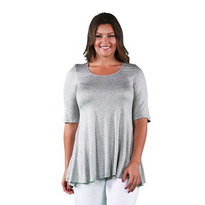 24 �Z�u���R���t�H�[�g ���f�B�[�X �g�b�v�X T�V���c �v���X�T�C�Y Plusize 24Seven Comfort Apparelbow Swing Tunic Top Heather �w�U�[