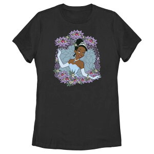 fBYj[ fB[X gbvX TVc t[ t[ OtBbN Disney's The Princess And The Frog Tiana's Floral Portrait Juniors' Graphic Tee Black ubN