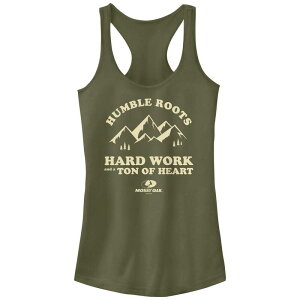 �A�j���L�����N�^�[ ���f�B�[�X �g�b�v�X T�V���c Licensed Character Juniors' Mossy Oak Humble Roots Hard Work And A Ton Of Heart Racerback Tank Top Military Green �O���[��