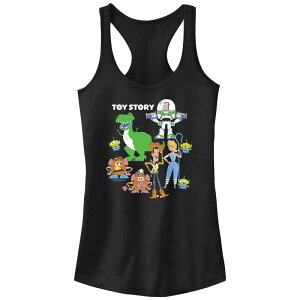 �f�B�Y�j�[ �s�N�T�[ ���f�B�[�X �g�b�v�X T�V���c Disney / Pixar's Toy Story Cute Characters Pose Juniors' Racerback Tank Top Black �u���b�N