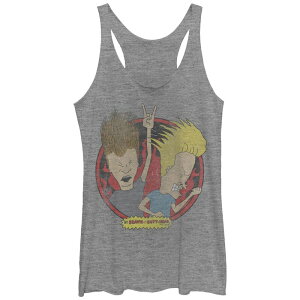 �A�j���L�����N�^�[ ���f�B�[�X �g�b�v�X T�V���c Licensed Character Juniors' Beavis And Butthead Rockin' Out Racerback Tank Top Gray Heather �O���[