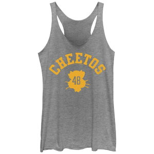 �A�j���L�����N�^�[ ���f�B�[�X �g�b�v�X T�V���c Licensed Character Juniors' Cheetos Chester Head Shape Racerback Tank Top Gray Heather �O���[