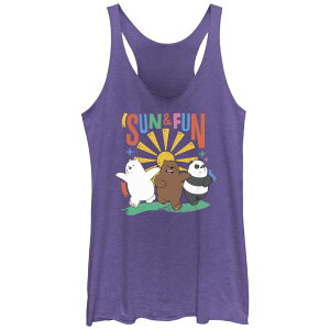 yz CZX LN^[ fB[X TVc gbvX Juniors' We Bare Bear Sun And Fun Racerback Tank Top Purple Heather