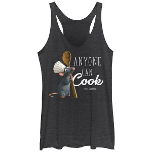 yz fBYj[ sNT[ fB[X TVc gbvX Disney / Pixar's Ratatouille Anyone Can Cook Quote Juniors' Racerback Tank Top Black Heather
