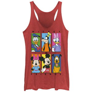 yz fBYj[ fB[X TVc gbvX Disney's Mickey Mouse And Friends Banners Juniors' Racerback Tank Top Red Heather