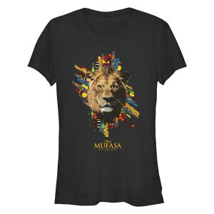 �f�B�Y�j�[ ���f�B�[�X �g�b�v�X T�V���c �O���t�B�b�N Disney's Mufasa The Lion King Colorful Head Portrait Juniors' Fitted Graphic Tee Black �u���b�N