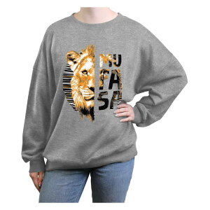 �f�B�Y�j�[ ���f�B�[�X �g�b�v�X T�V���c �O���t�B�b�N Disney's Mufasa The Lion King Head Portrait Juniors' Oversized Graphic Pullover Heather Gray �O���[