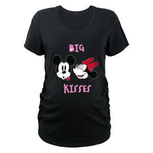 yz fBYj[ fB[X TVc gbvX Disney's Mickey Mouse And Minnie Mouse Big Kisses Maternity Graphic Tee Black