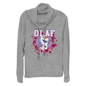 �f�B�Y�j�[ ���f�B�[�X �g�b�v�X T�V���c �O���t�B�b�N Disney's Frozen Olaf Happy Heart Women's Cowlneck Graphic Lightweight Long Sleeve Gray Heather �O���[