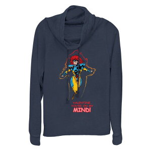 �}�[�x�� ���f�B�[�X �g�b�v�X T�V���c �v���X�T�C�Y �O���t�B�b�N Plusize Marvel X-Men Jean Grey Valentine You're On My Mind Cowlneck Graphic Lightweight Long Sleeve Navy �l�C�r�[