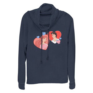 �f�B�Y�j�[ ���f�B�[�X �g�b�v�X T�V���c �v���X�T�C�Y �O���t�B�b�N Disney's The Little Mermaid Ariel And Princeric Hearts Full Of Love Plusize Cowlneck Graphic Lightweight Long Sleeve Navy �l�C�r�[
