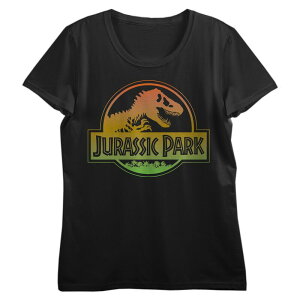 �A�j���L�����N�^�[ ���f�B�[�X �g�b�v�X T�V���c ���S Licensed Character Juniors' Jurassic Park Gradient Logo Short Sleeve Tee Black �u���b�N