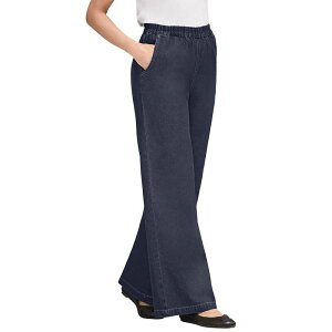 �E�[�}�� �E�B�Y�C�� ���f�B�[�X �{�g���X �f�j���p���c �v���X�T�C�Y Woman Within Women's Plusize Perfect Elastic Waist Wide-Leg Denim Jean Indigo �C���f�B�S