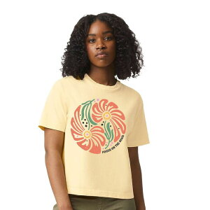Simply Sage Market ���f�B�[�X �g�b�v�X T�V���c �����b�N�X�t�B�b�g �N���b�v�h Simply Sage Market Boho Flowers Circle Relaxed Fit Cropped Tee Butter