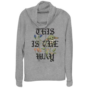 �X�^�[ �E�H�[�Y ���f�B�[�X �g�b�v�X T�V���c �O���t�B�b�N Women'star Wars The Mandalorian Grogu This The Way Cowlneck Graphic Lightweight Long Sleeve Gray Heather �O���[