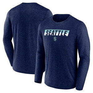 �t�@�i�e�B�N�X �����Y �g�b�v�X T�V���c Men's Fanatics Heather Deep Sea Blue Seattle Kraken Transition Long Sleeve T-Shirt Krk Navy �l�C�r�[