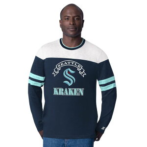 �X�^�[�^�[ �����Y �g�b�v�X T�V���c Men'starter Deep Sea Blue Seattle Kraken Blitz Durene Long Sleeve T-Shirt Krk Navy �l�C�r�[