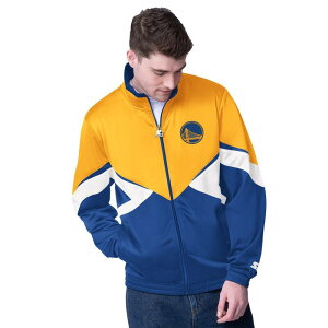 yz X^[^[ Y WPbgEu] AE^[ Men's Starter Gold/Royal Golden State Warriors Rush Applique Full-Zip Track Jacket War Gold
