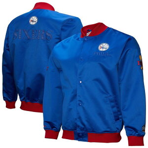 �~�b�`�F��&�l�X �����Y �A�E�^�[ �W���P�b�g�E�u���]�� �T�e�� Men's Mitchell & Ness Royal Philadelphia 76ers Hardwood Classics Team OG 3.0 Lightweight Satin Full-Snap Jacket 76r Blue �u���[