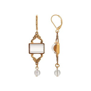 1928 ���f�B�[�X �A�N�Z�T���[ �s�A�X�E�C�������O 1928 Gold Tone Oval Clear Glasstone Leverback Earrings White �z���C�g